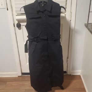 Ted Baker Black Sleeveless Shirt Dress with Self Tie